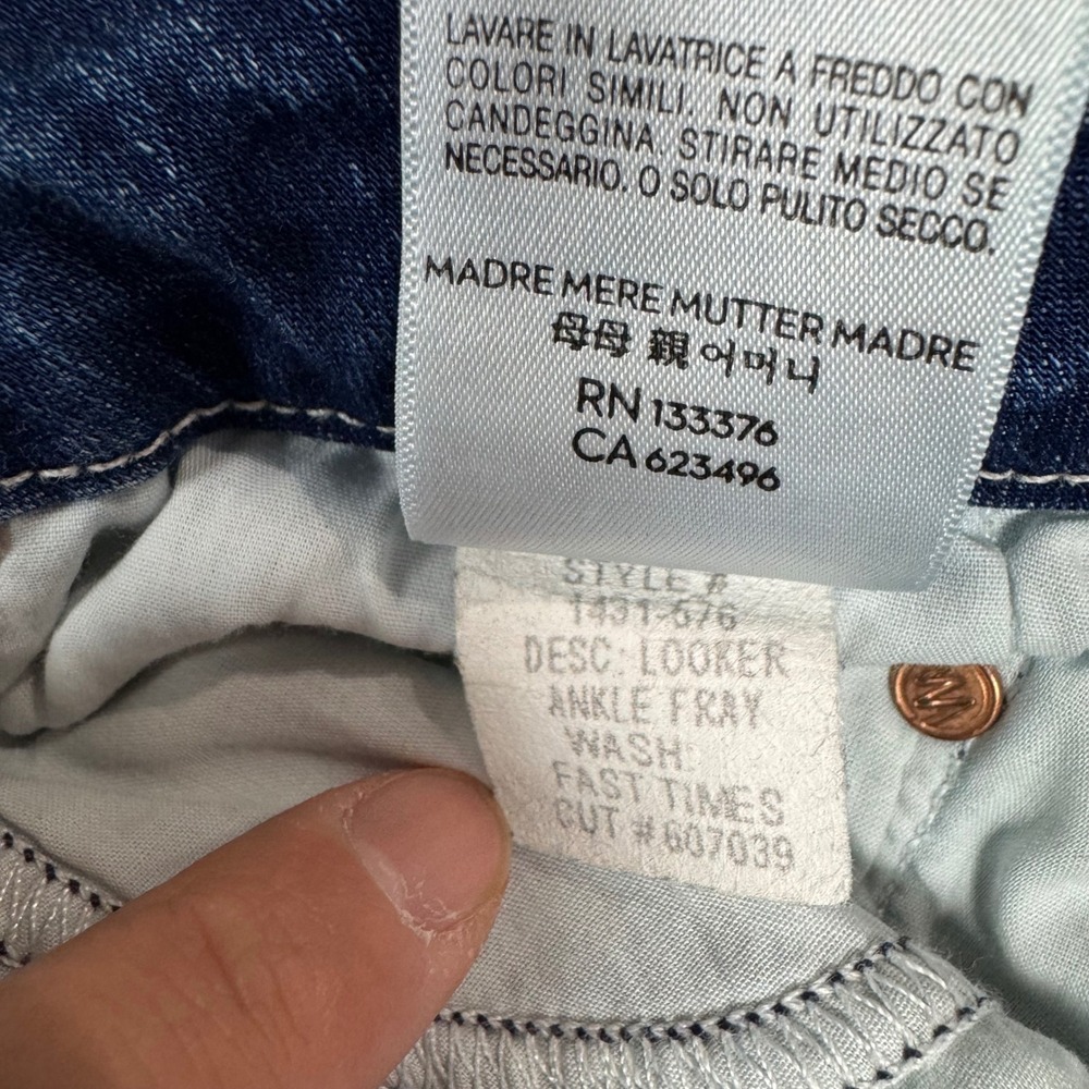 Mother The Looker Ankle Fray Jeans Fast Times Wash Blue Contemporary Sz 27 USA - Picture 7 of 11